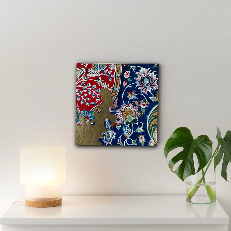 Mira | yağlı boya halı Tablosu | El Yapımı Duvar Dekoru | 20x20 cm