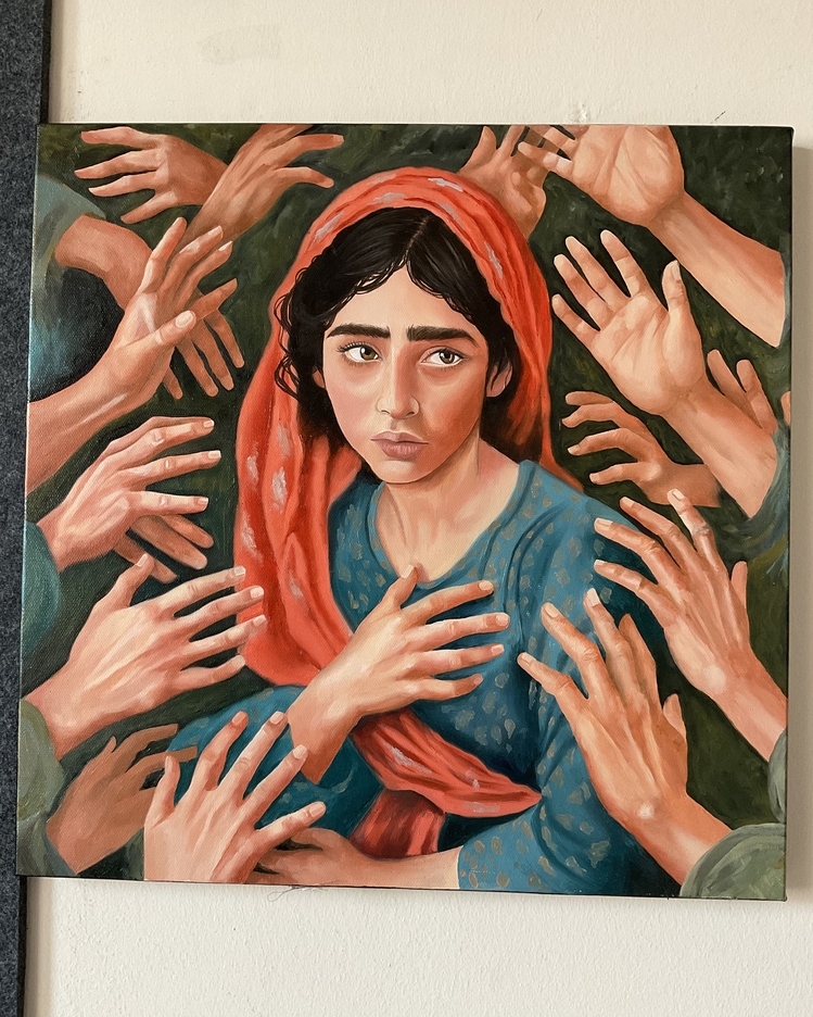 Yargının kucağında | yağlı boya Tablo | El Yapımı Duvar Dekoru | 40x40 cm