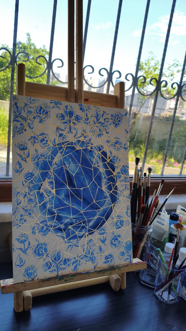 Ağaç üzerinde Yağlı boya Tablo | El Yapımı Duvar Dekoru | 30x40 cm