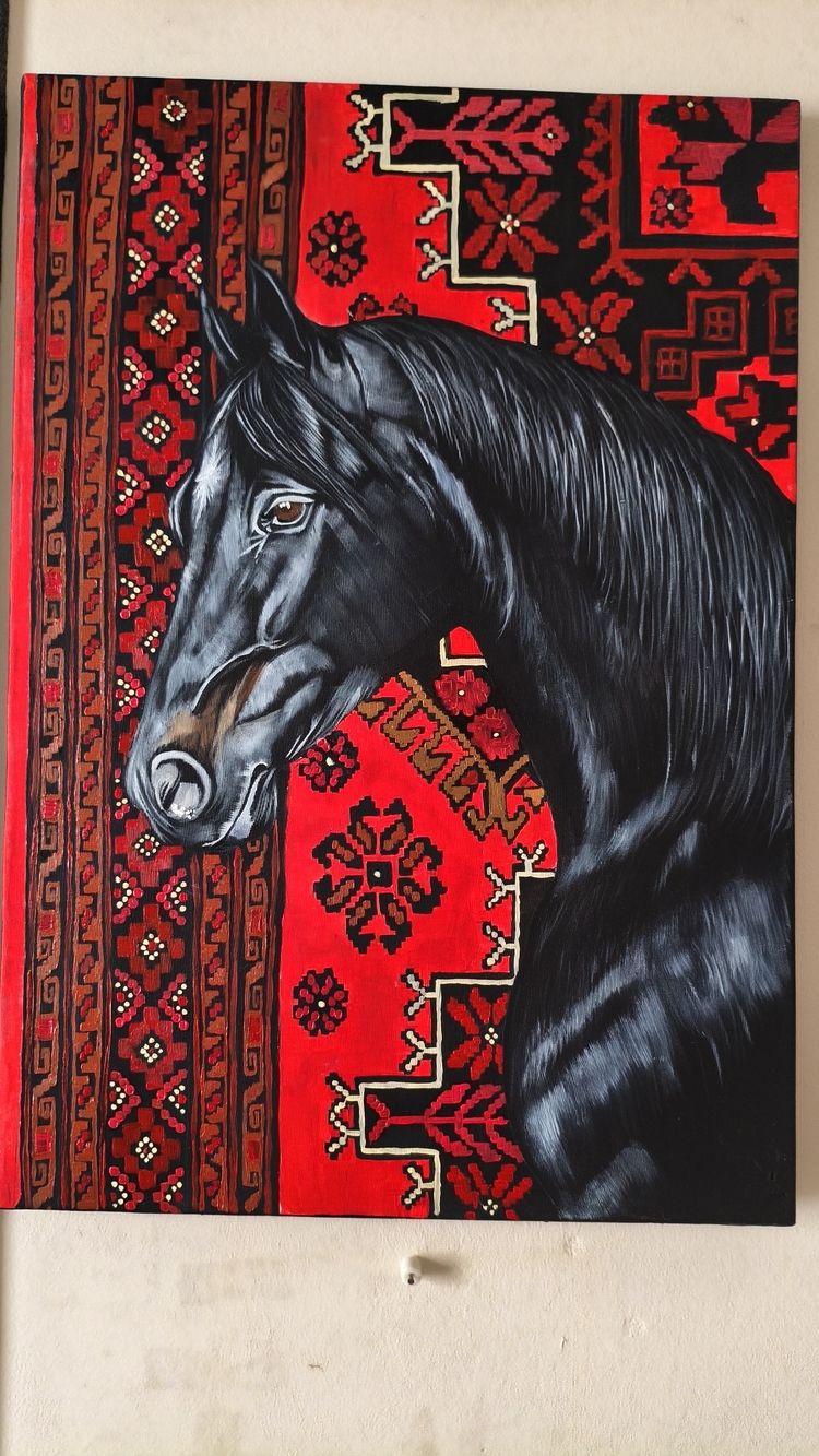 At Akrilik Tablo | El Yapımı Duvar Dekoru | 35x50 cm