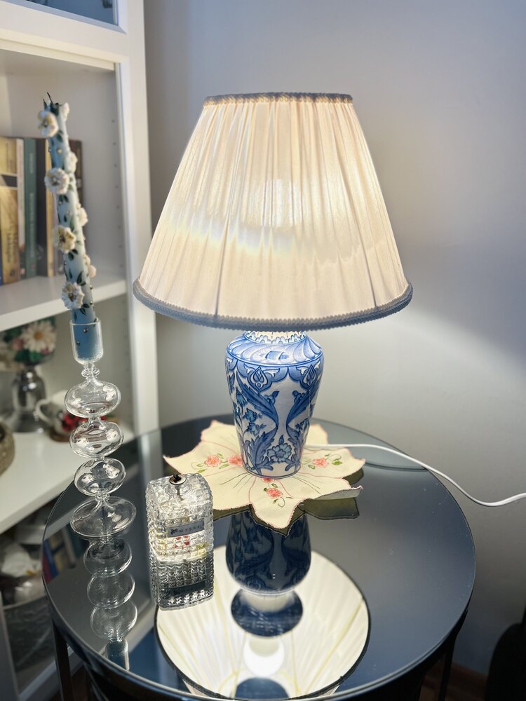 Çini desen blue Blanc abajur