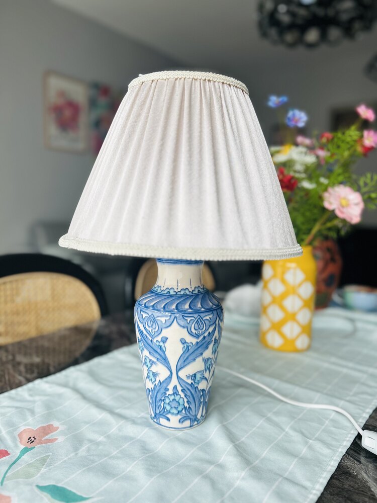 Çini desen blue Blanc abajur