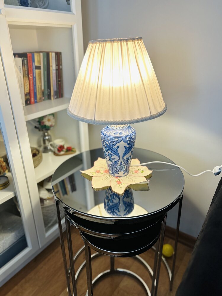 Çini desen blue Blanc abajur