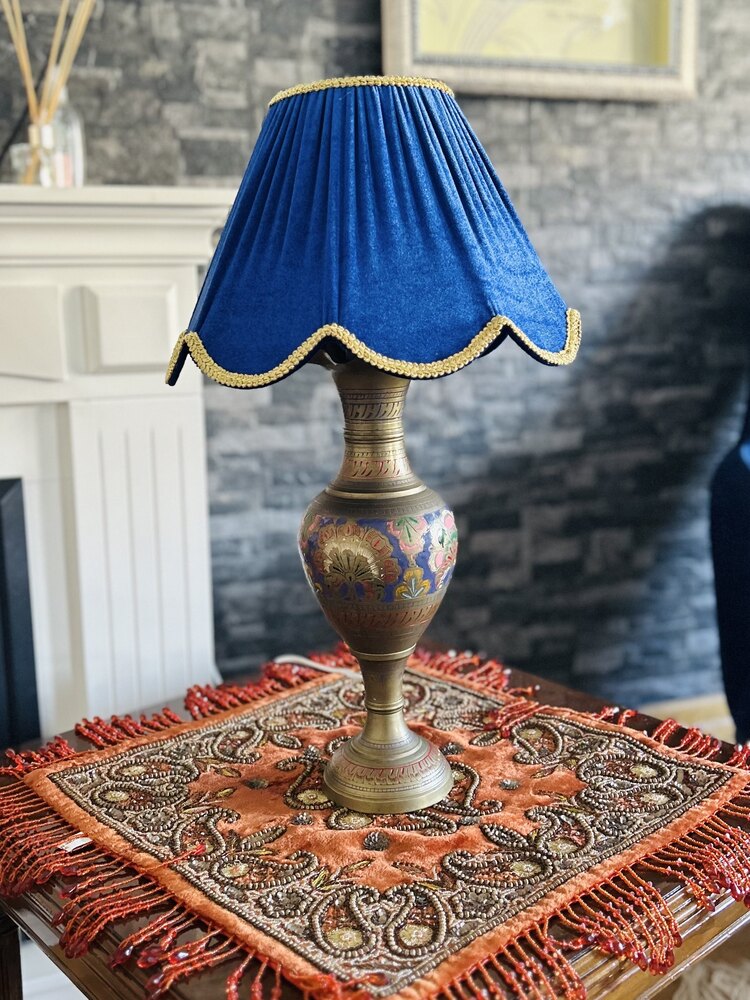 Hint işi el boyaması pirinç vazo tasarım şapka abajur