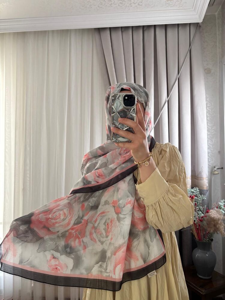 Gül desen pamuk şal 