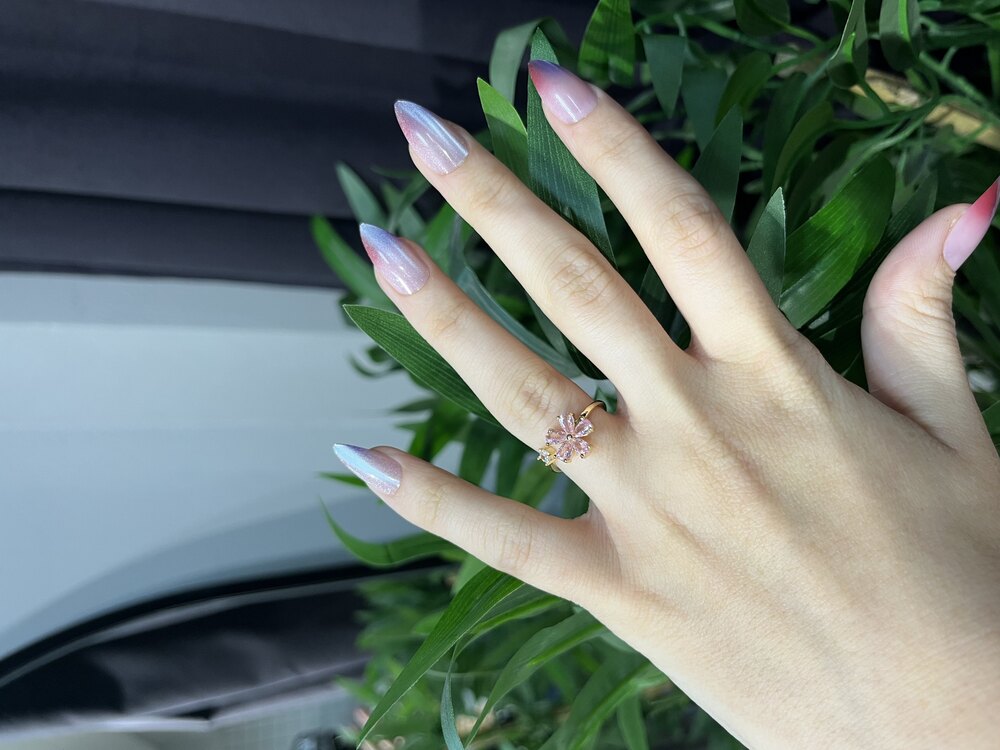 Pembe Taşlı Lotus Yüzük