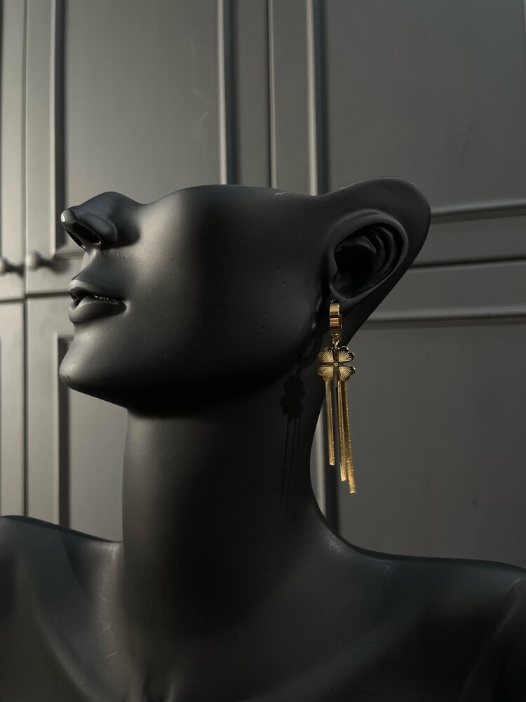 Gold Yonca Küpe