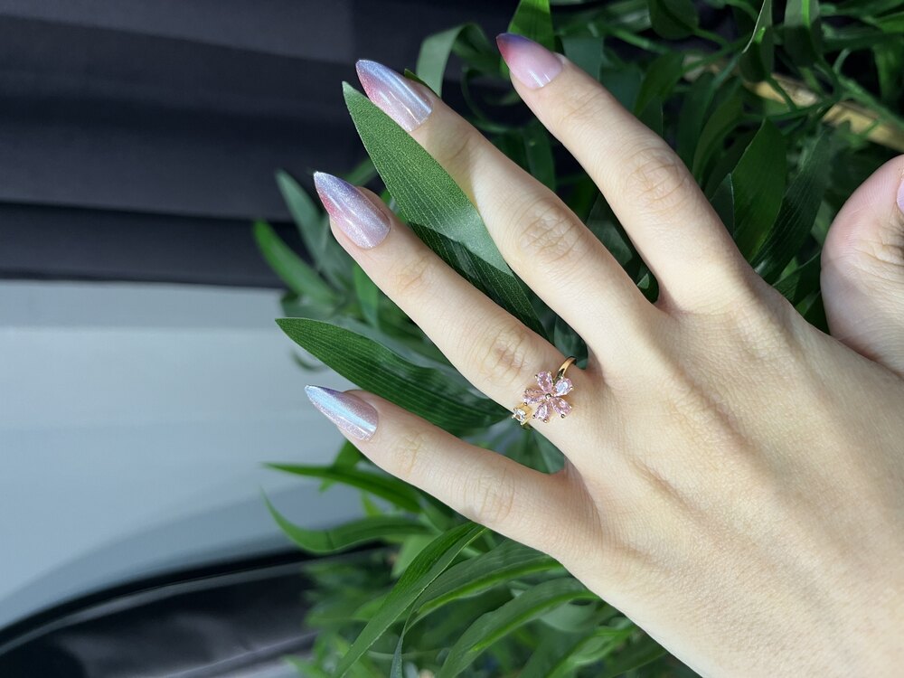 Pembe Taşlı Lotus Yüzük