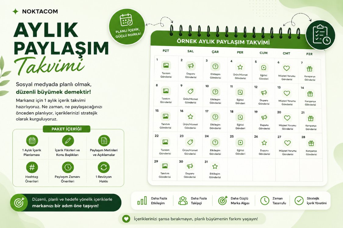 Aylık Sosyal Medya Takvimi
