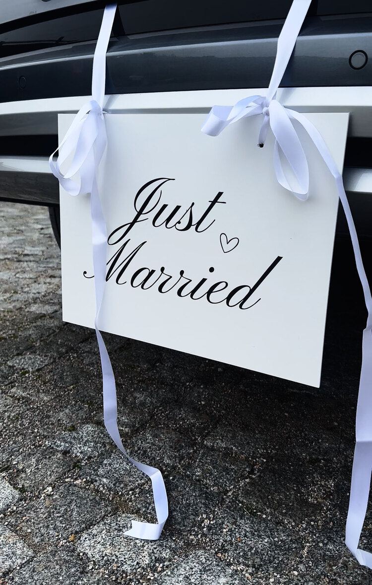 Just Married Dikdörtgen Araba/Mekan Süsü