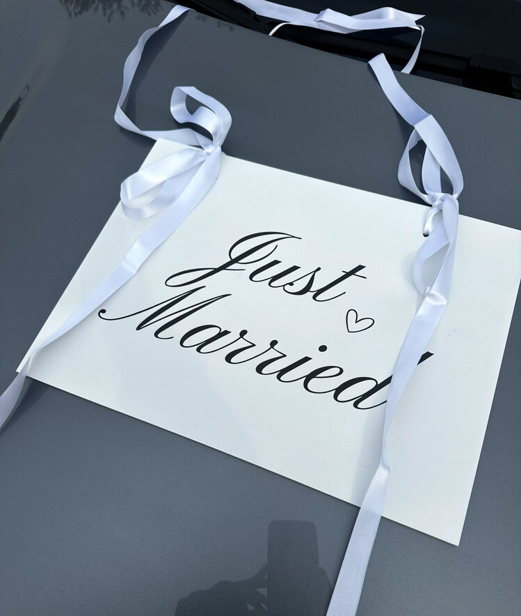 Just Married Dikdörtgen Araba/Mekan Süsü