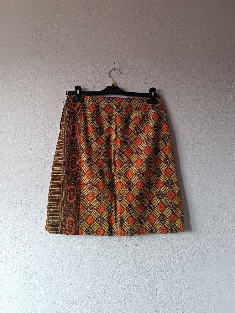 Kahverengi desenli vintage etek