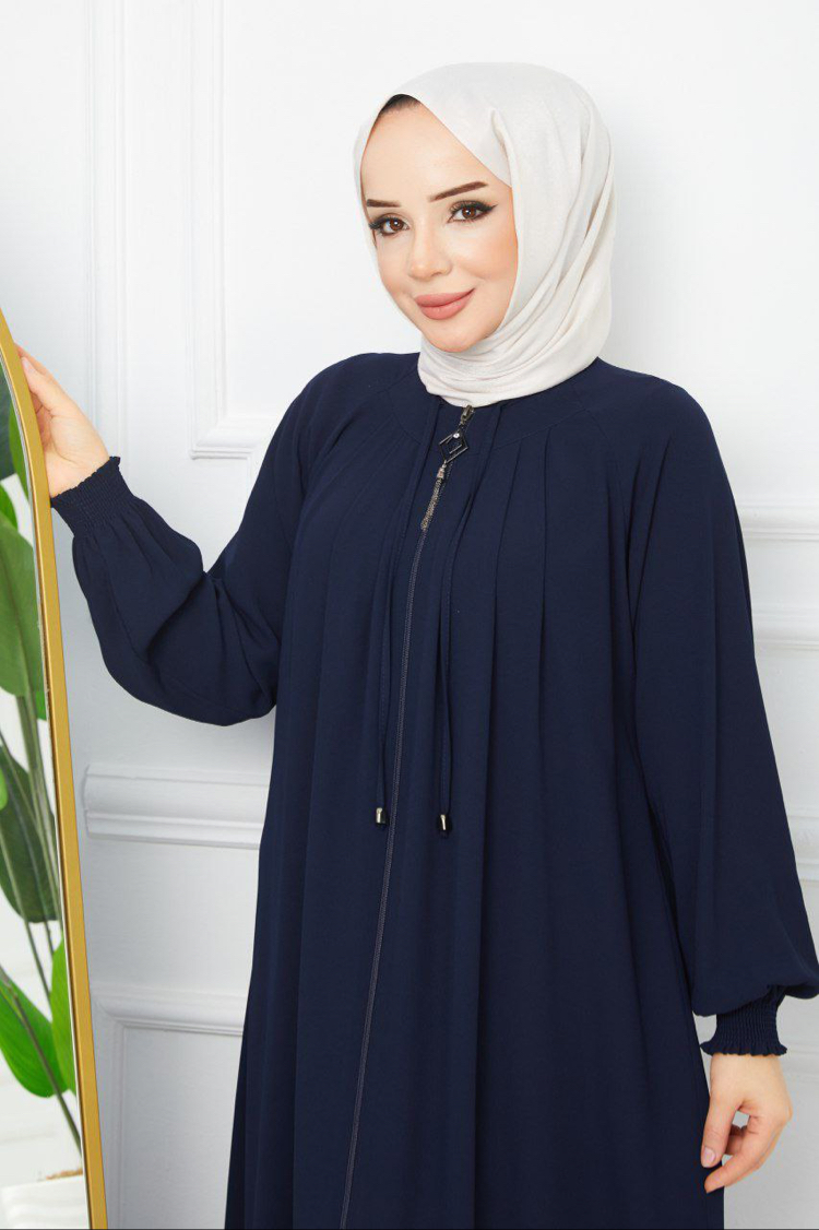 Pile Detaylı Reglan Kol Ferace(Lacivert)