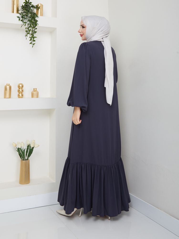 Fırfır Detaylı Balon Kol Ferace(Antrasit)