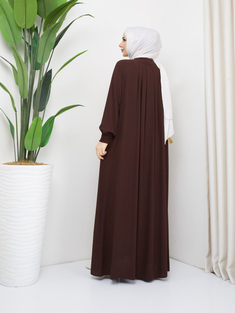 Pile Detaylı Reglan Kol Ferace(Acı Kahve)