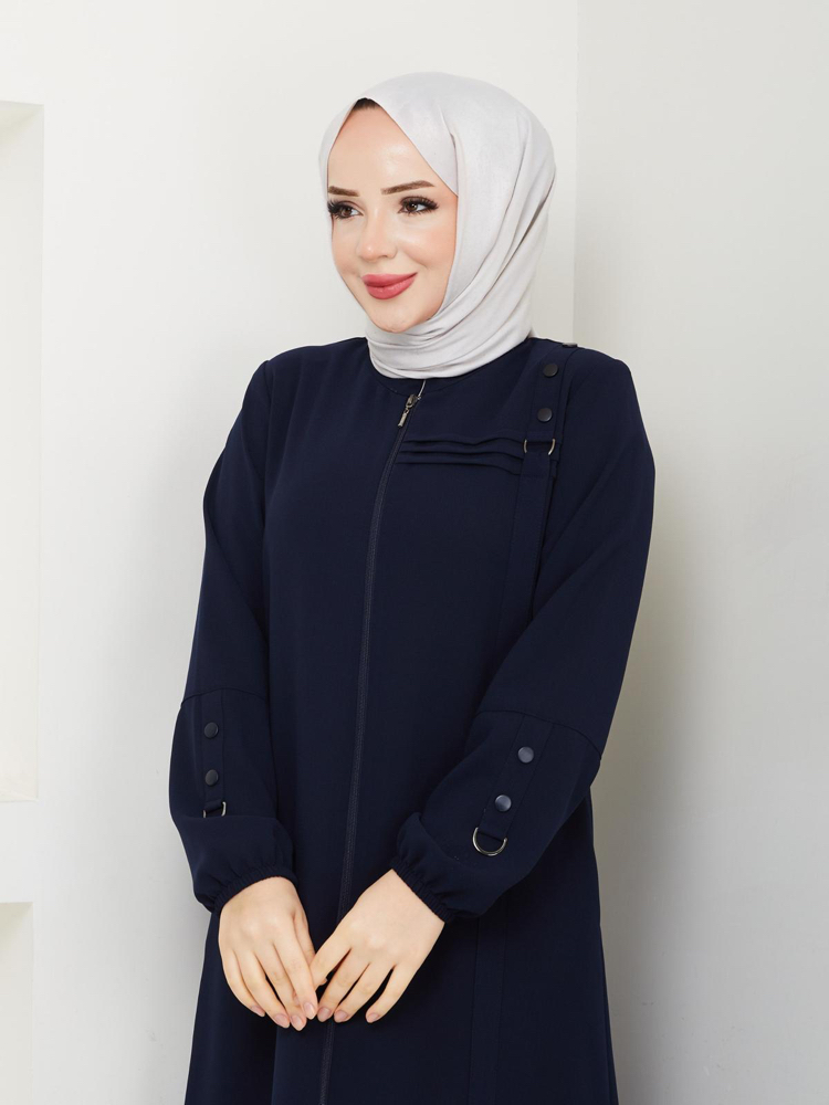 Düğme Detaylı Spor Ferace(Lacivert)