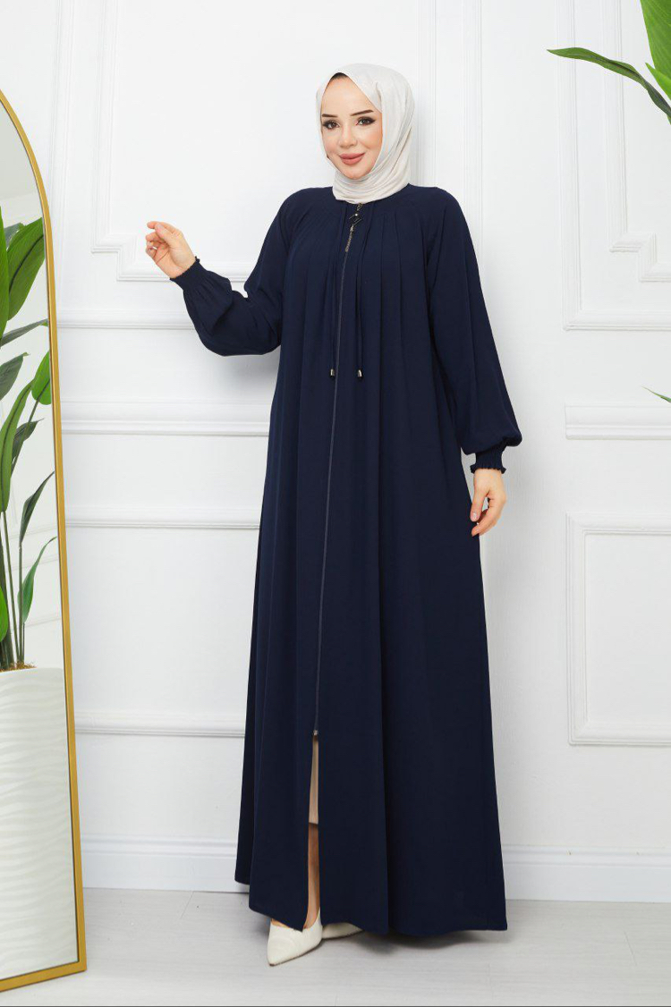 Pile Detaylı Reglan Kol Ferace(Lacivert)
