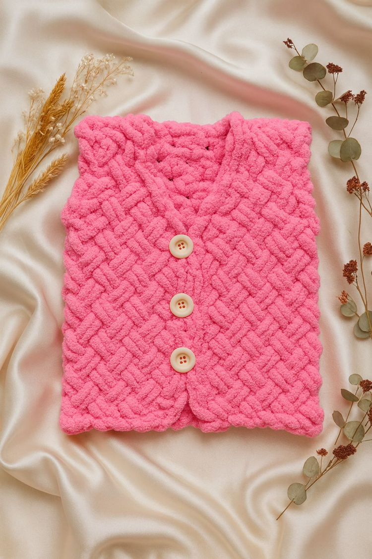 Soft Pink Buttoned Baby Vest