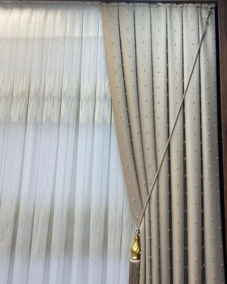 Tek kanat Rancho taç fon perde sık pile.