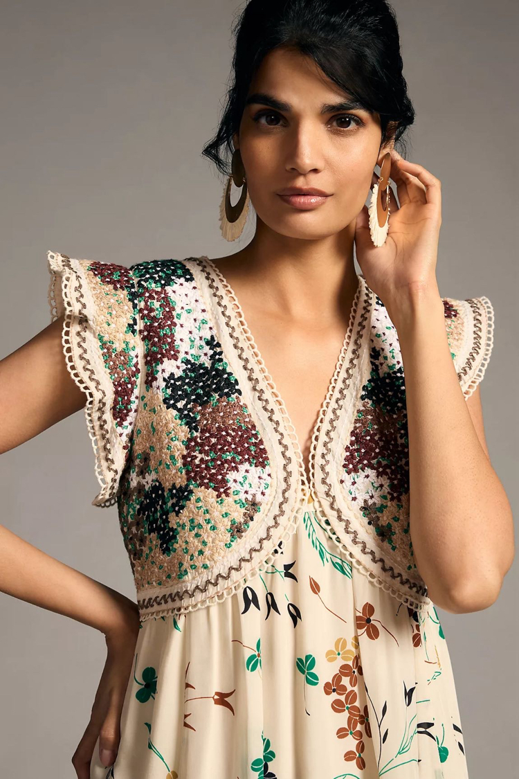 Anthropologie İşlemeli Elbise