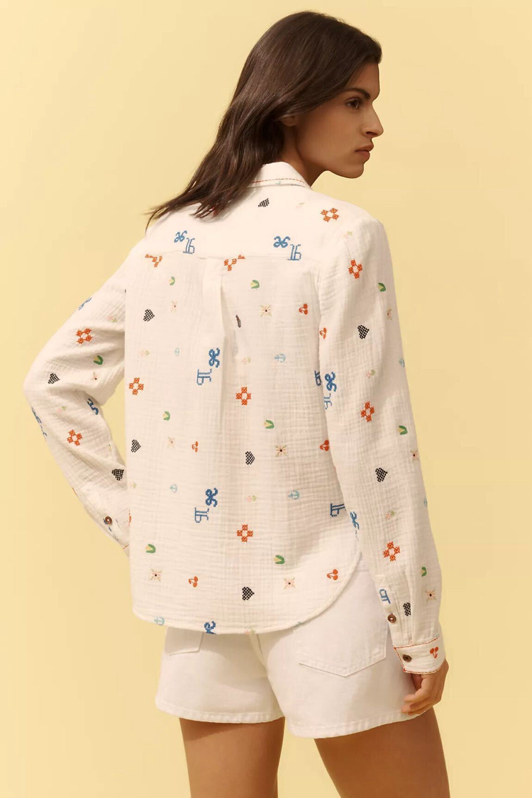Anthropologie İşlemeli Müslin Gömlek