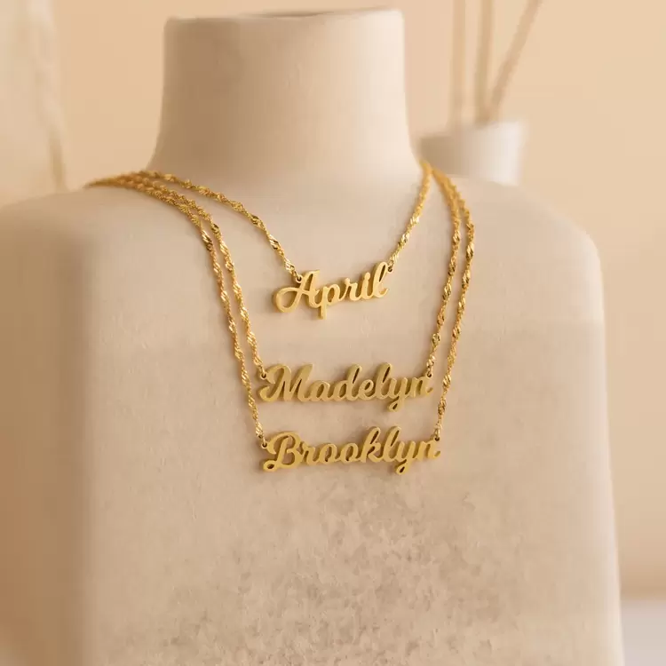 Twist Chain Name Necklace | Altın Gümüş Rose Kaplama | Özel Tasarım | Kutulu Hediye