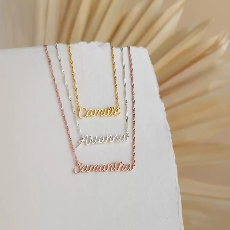 Navan 925 Ayar Gümüş Kişiye Özel İsim Kolye (Gold, Silver ve Rose)