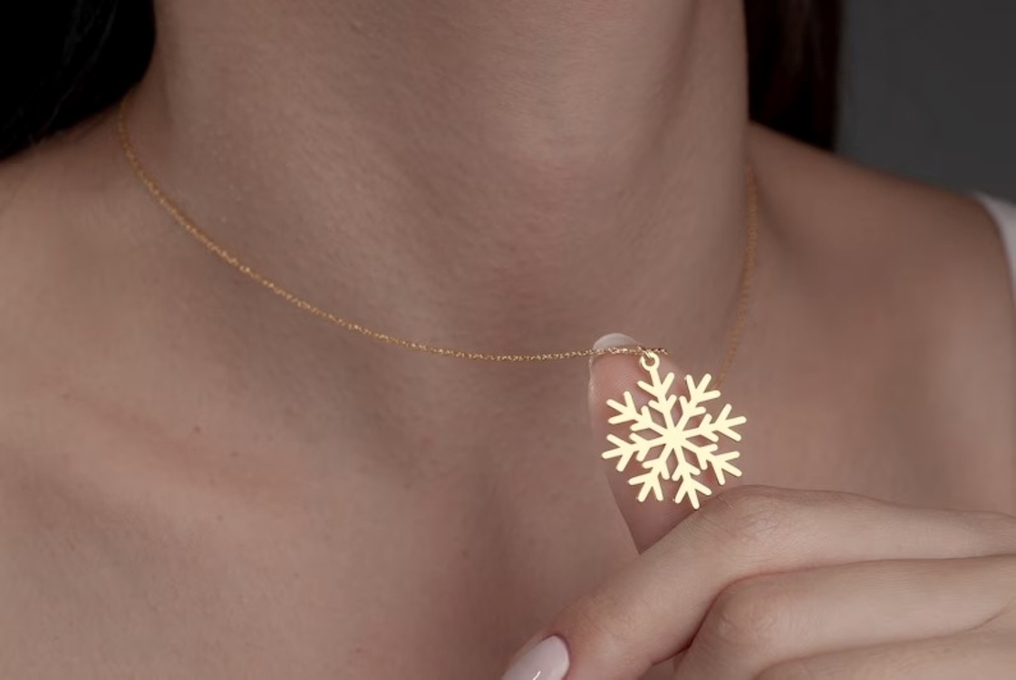 Navan 925 Ayar Gümüş Kar Tanesi Kolyesi (Gold, Silver ve Rose)