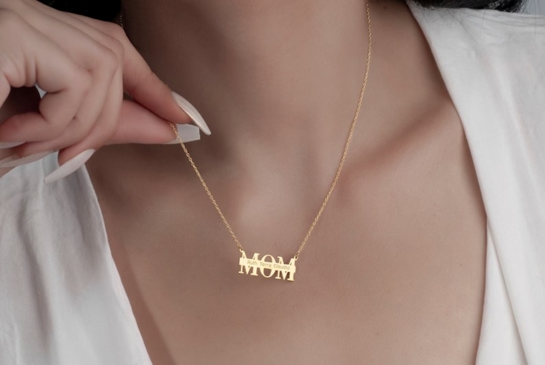 Navan 925 Ayar Gümüş Kişiye Özel MOM Kolye (Gold, Silver ve Rose)