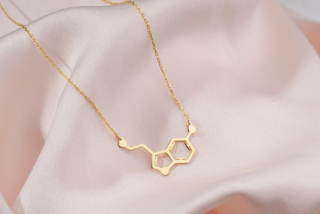 Navan 925 Ayar Gümüş Serotonin Molekülü Kolye