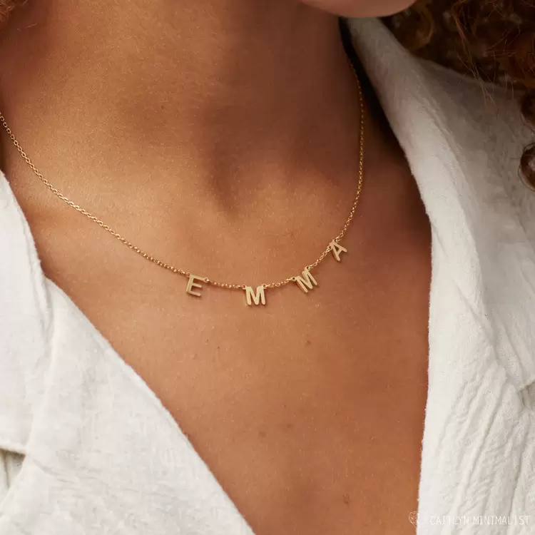 Satellite Name Necklace • Letter Necklace | Altın Kaplama | Özel Tasarım | Kutulu Hediye