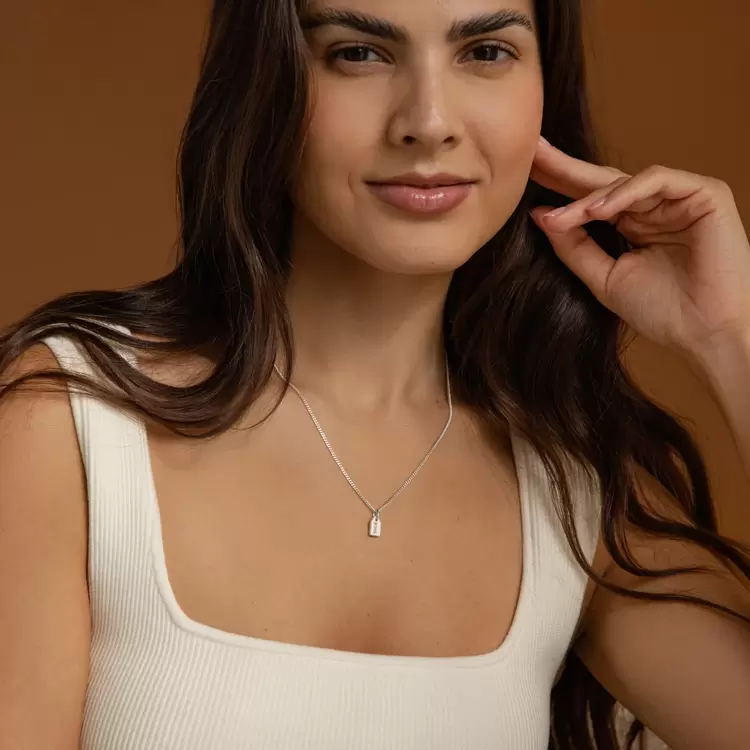 Navan 925 Ayar Gümüş Kişiye Özel Harfli Plaka Kolye (Gold, Silver ve Rose)