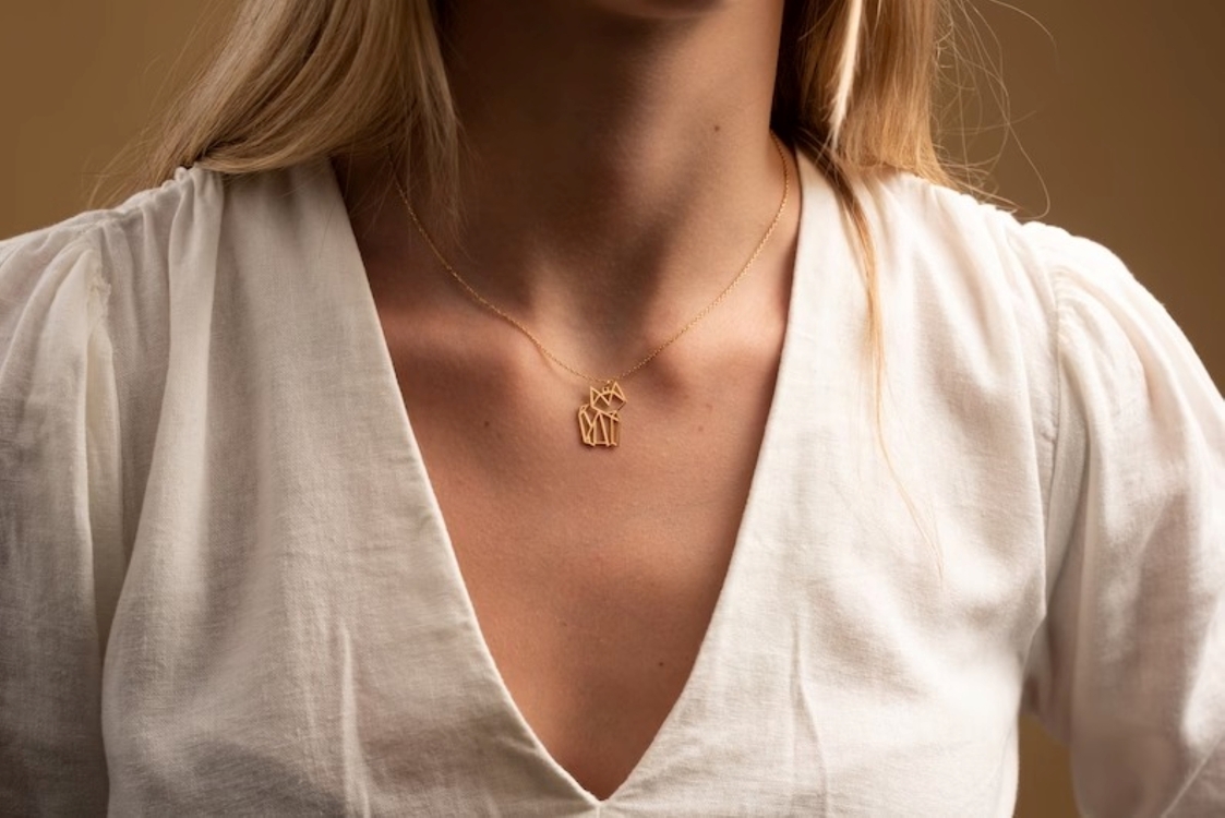 Navan 925 Ayar Gümüş Geometrik Kedi Kolye (Gold, Silver ve Rose) – Kişiye Özel