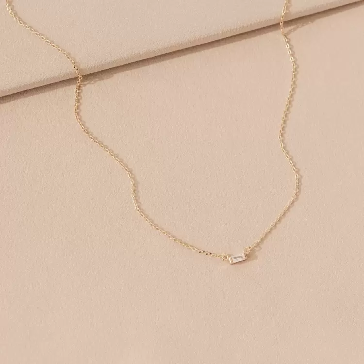 Baguette Diamond Necklace | Altın Kaplama | Özel Tasarım | Kutulu Hediye