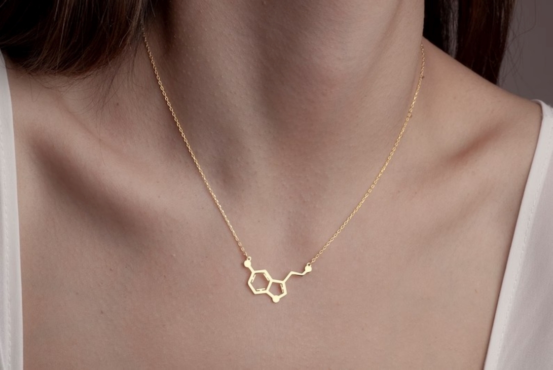 Navan 925 Ayar Gümüş Serotonin Molekülü Kolye