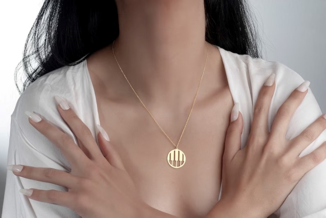 Navan 925 Ayar Gümüş Piyano Tuşları Kolye (Gold, Silver ve Rose)