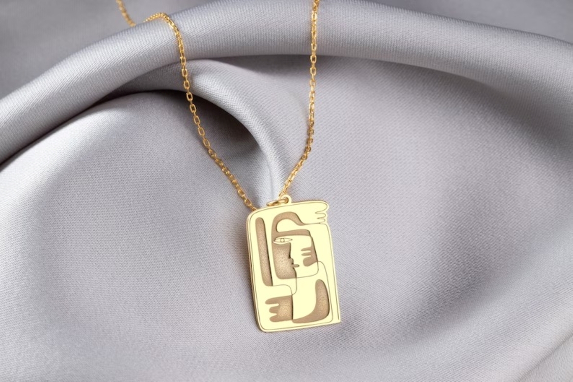 Navan 925 Ayar Gümüş Soyut Kadın Figürlü Kolye (Gold, Silver ve Rose)