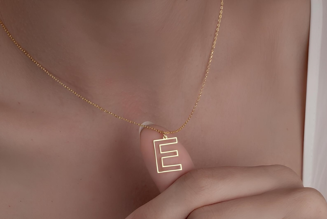 Navan 925 Ayar Gümüş Kişiye Özel Minimal Harf Kolye (Gold, Silver ve Rose)