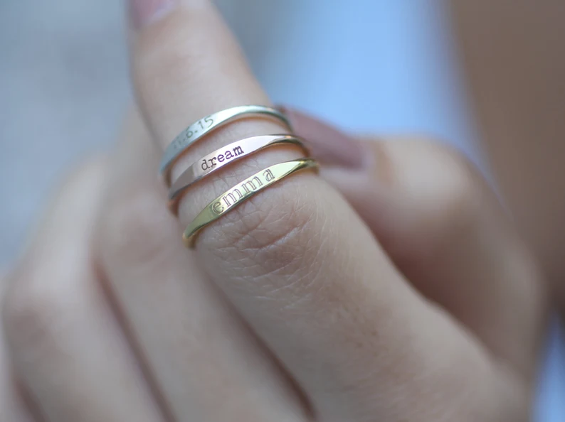 Custom Delicate Name Ring | Altın Gümüş Rose Kaplama | Özel Tasarım | Kutulu Hediye