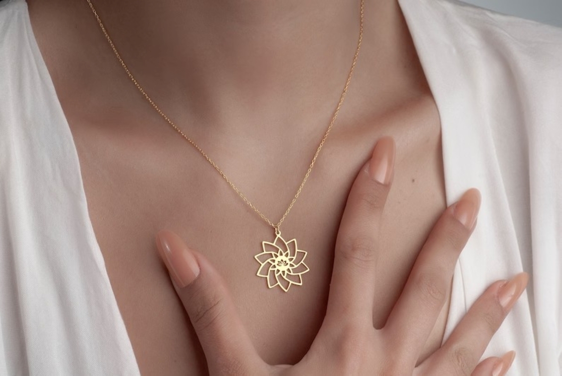 Navan 925 Ayar Gümüş Lotus Çiçeği Kolye (Gold, Silver ve Rose)