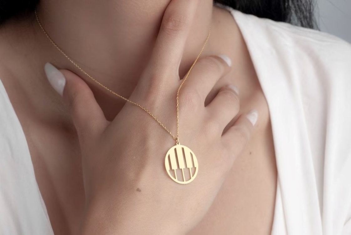 Navan 925 Ayar Gümüş Piyano Tuşları Kolye (Gold, Silver ve Rose)