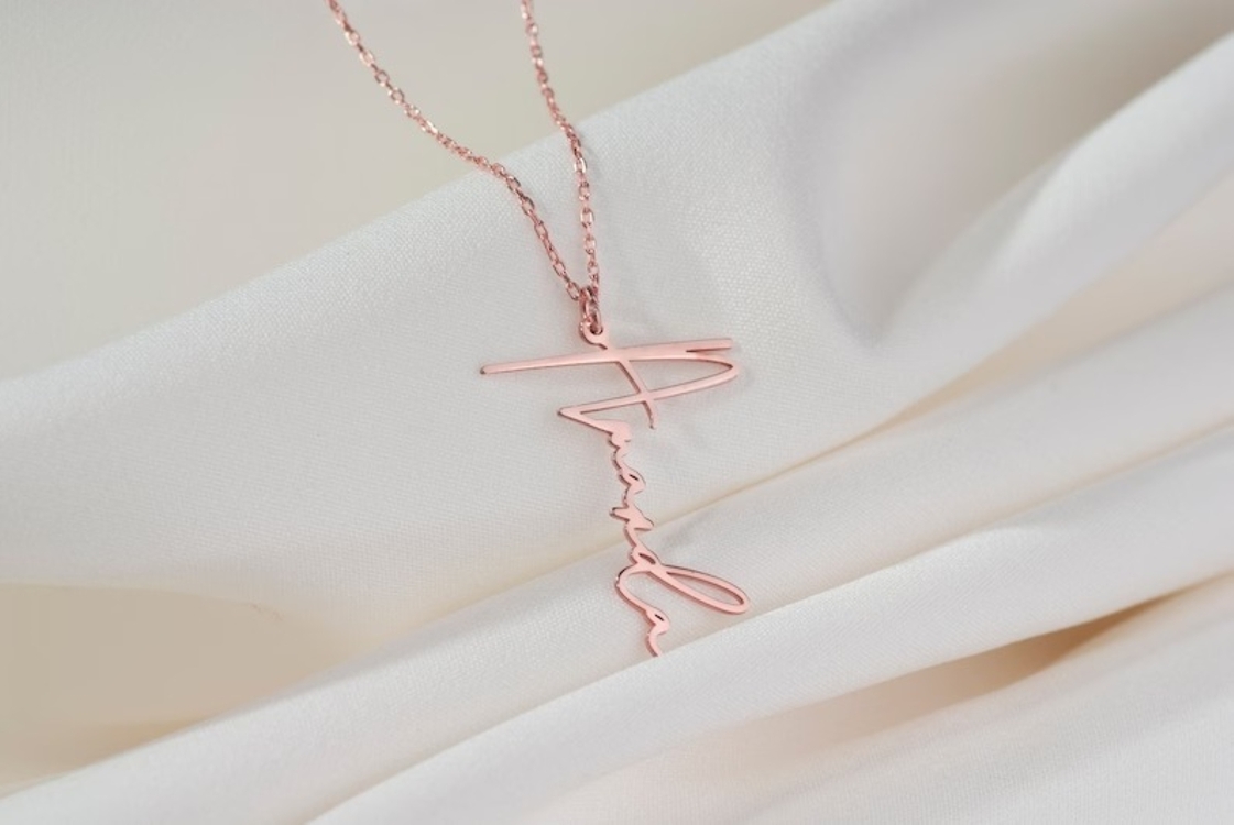 Navan 925 Ayar Gümüş Dikey İsim Kolyesi (Gold, Silver ve Rose)