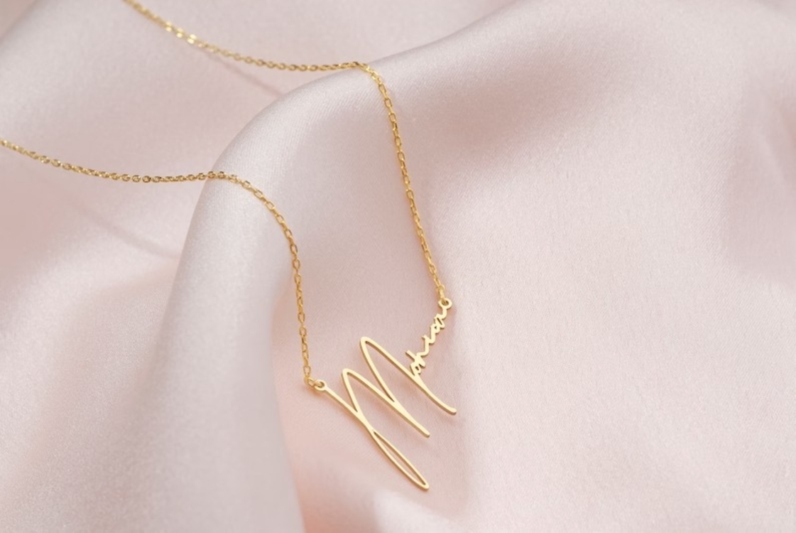 Navan 925 Ayar Gümüş Kişiye Özel El Yazısı İsim Kolyesi (Gold, Silver ve Rose)
