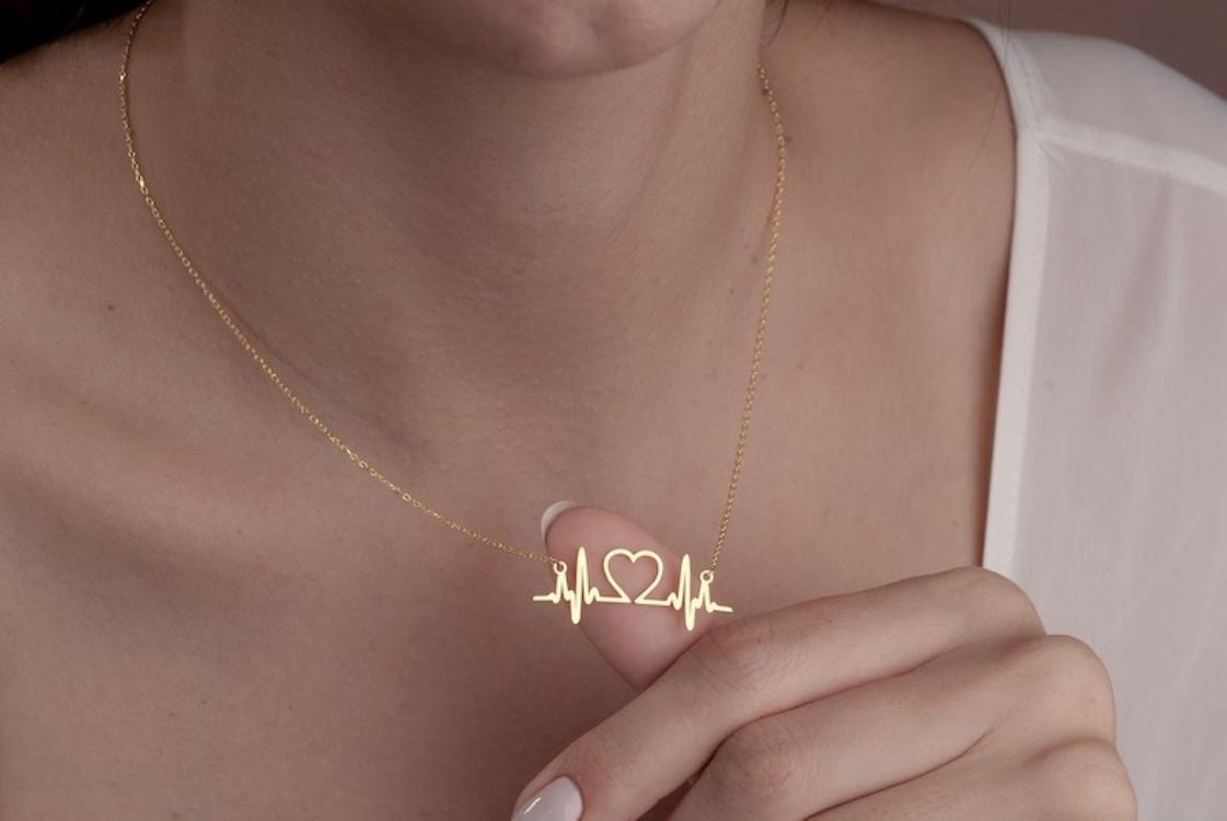 Navan 925 Ayar Gümüş Kalp Atışı Kolyesi (Gold, Silver ve Rose)