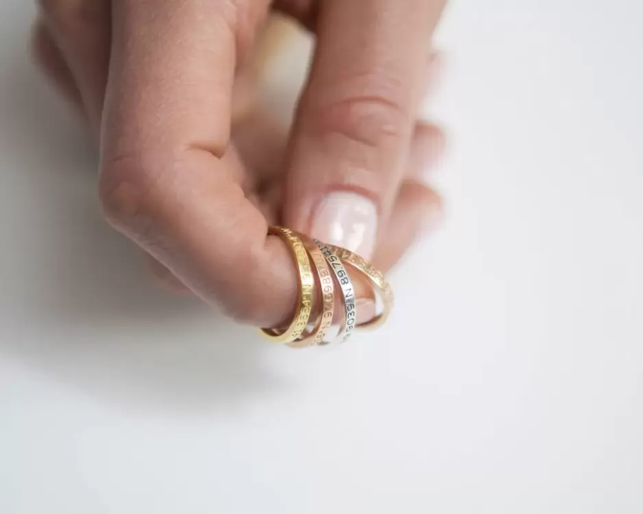 Custom Location Coordinates Ring | Altın Gümüş Rose Kaplama | Özel Tasarım | Kutulu Hediye