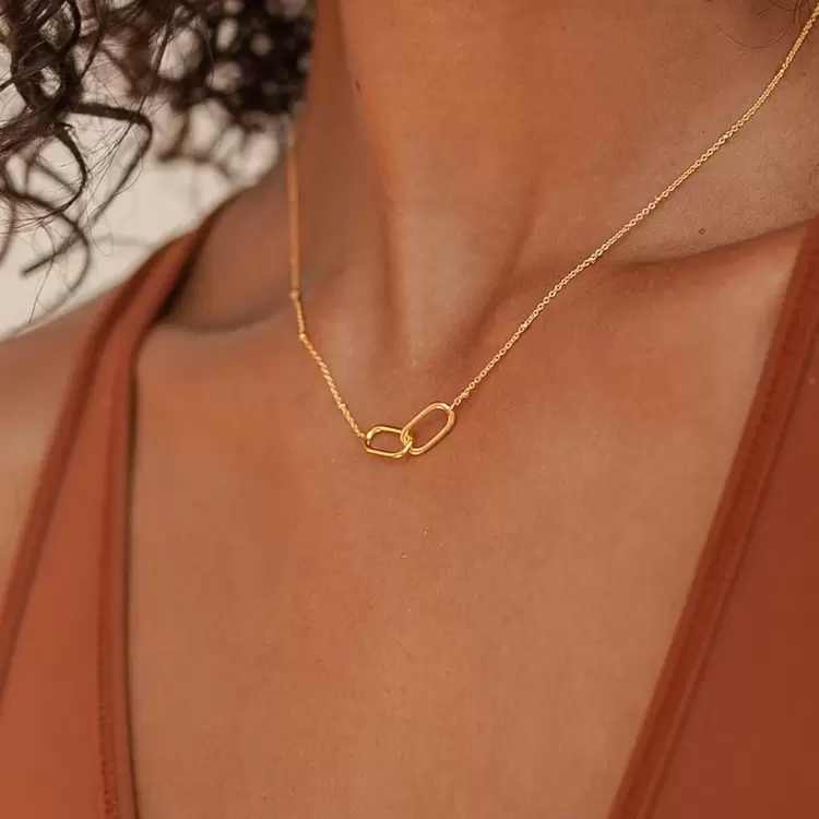 Linked Pendant Necklace | Altın, Gümüş Kaplama | Özel Tasarım | Kutulu 