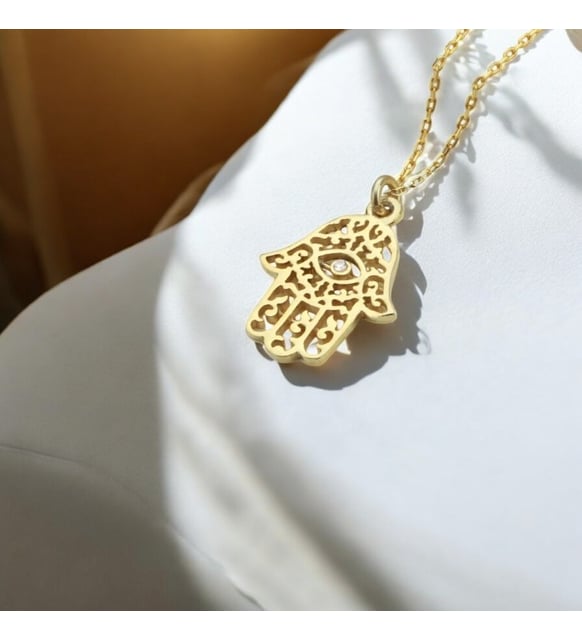Navan 925 Ayar Gümüş Fatmanın Eli Kolyesi (Silver, Gold ve Rose)