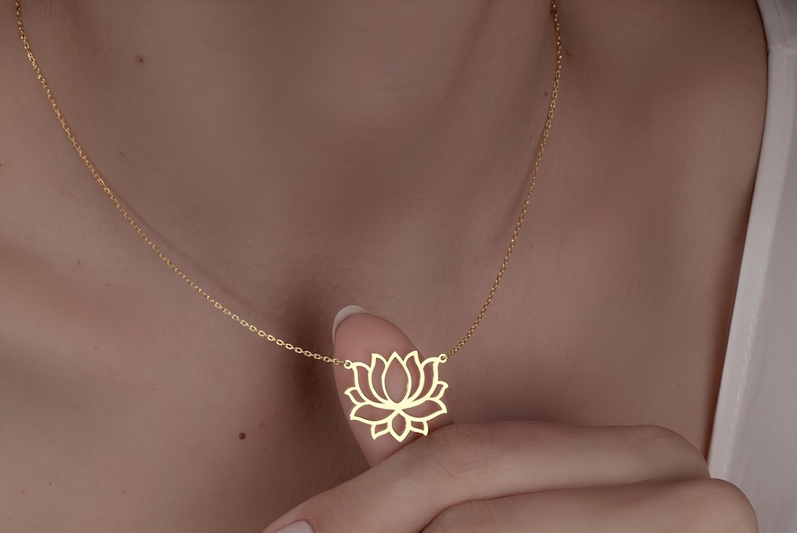 Navan 925 Ayar Gümüş Lotus Çiçeği Kolye (Gold, Silver ve Rose)