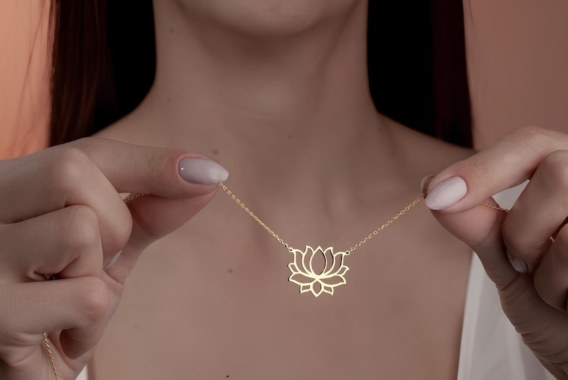 Navan 925 Ayar Gümüş Lotus Çiçeği Kolye (Gold, Silver ve Rose)