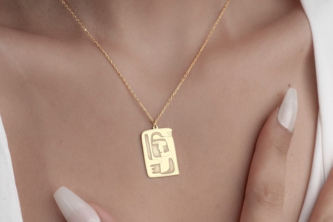 Navan 925 Ayar Gümüş Soyut Kadın Figürlü Kolye (Gold, Silver ve Rose)